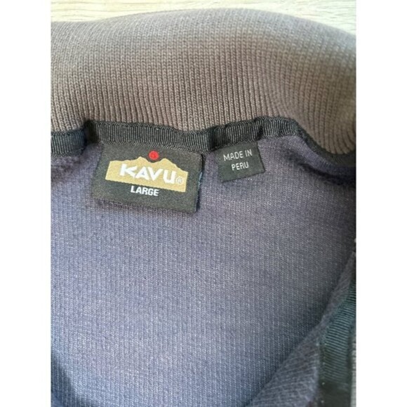 Kavu Mens Henley Size Large Shirt 3 Button Collared Gray Waffle Weave - Picture 4 of 8